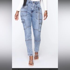 Trendy Blue Women's Cargo Jeans